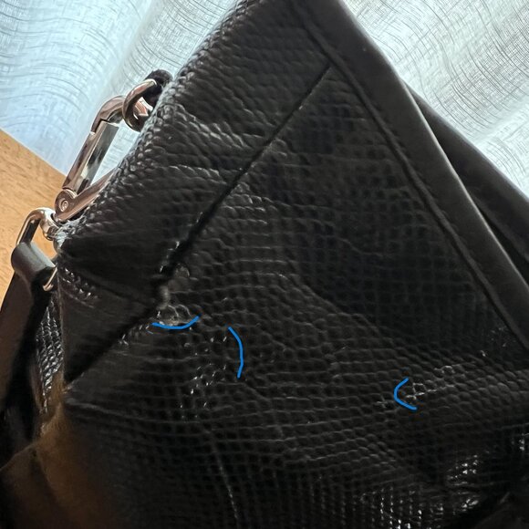 Authentic TUMI Faux Leather Snake Pattern Hobo Handbag/Tote in Black - Picture 13 of 16